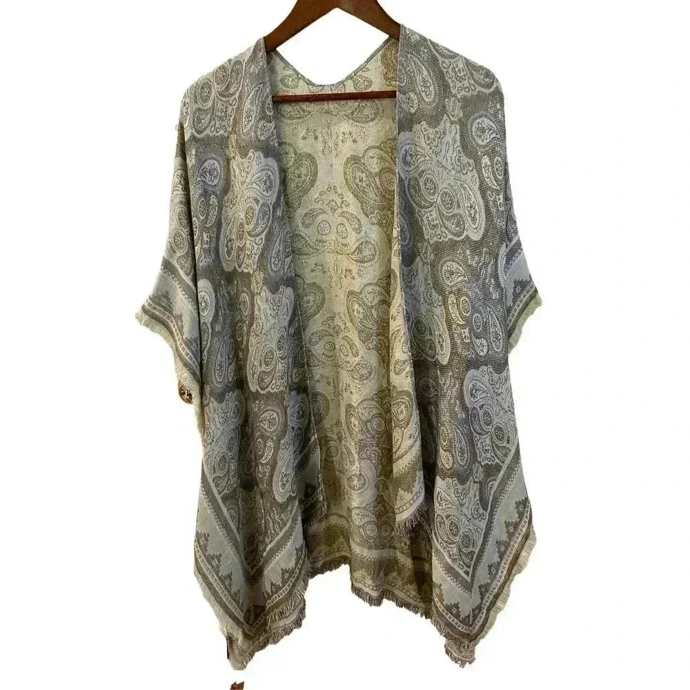 NWT AFTER FIVE Paisley Kimono with Metallic Gold Thread